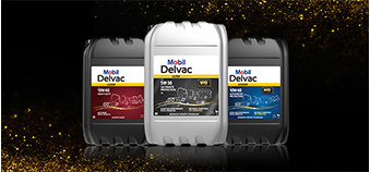 Mobil Delvac Modern, Ultra and Legend packs with gold sparkles