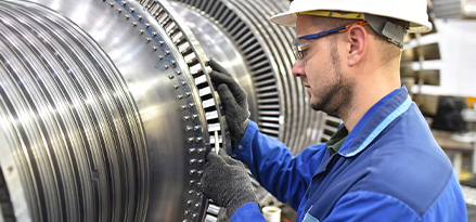 Engineer checking a turbine