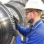 Engineer checking a turbine