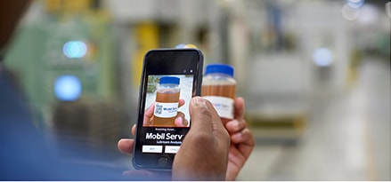 Mobil Serv Lubricant Analysis app on mobile phone