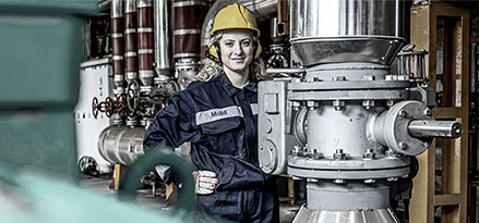 Mobil worker in a factory plant