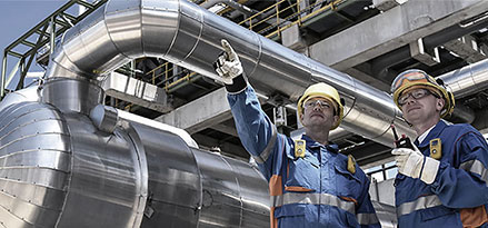 Mobil workers on an industrial site