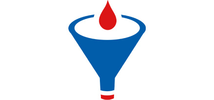 Oil droplet entering a funnel