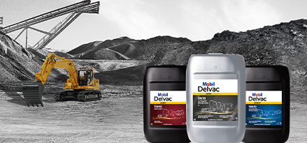 Mobil Delvac Ultra, Modern and Legend packs with construction machinery