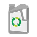 Drawing of an oil cannister with the recycle symbol on it