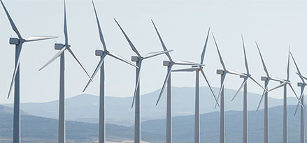 Multiple wind turbines in a line