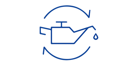 blue oil can icon with arrows around it