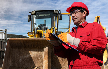 ExxonMobil worker stood in front of construction site